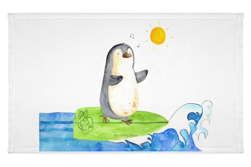 

Гостевое полотенце Mr. & Mrs. Panda Penguin Surfer - белый - подарок, спортивное полотенце, серфинг, дорожное полотенце, детское полотенце, катание на волнах, гостевое полотенце, мотивированное, Португалия