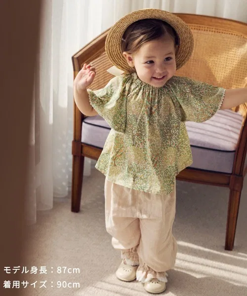 Детская хлопковая блузка с цветочным принтом Hoppetta Jess and Jean голубая — фото 3