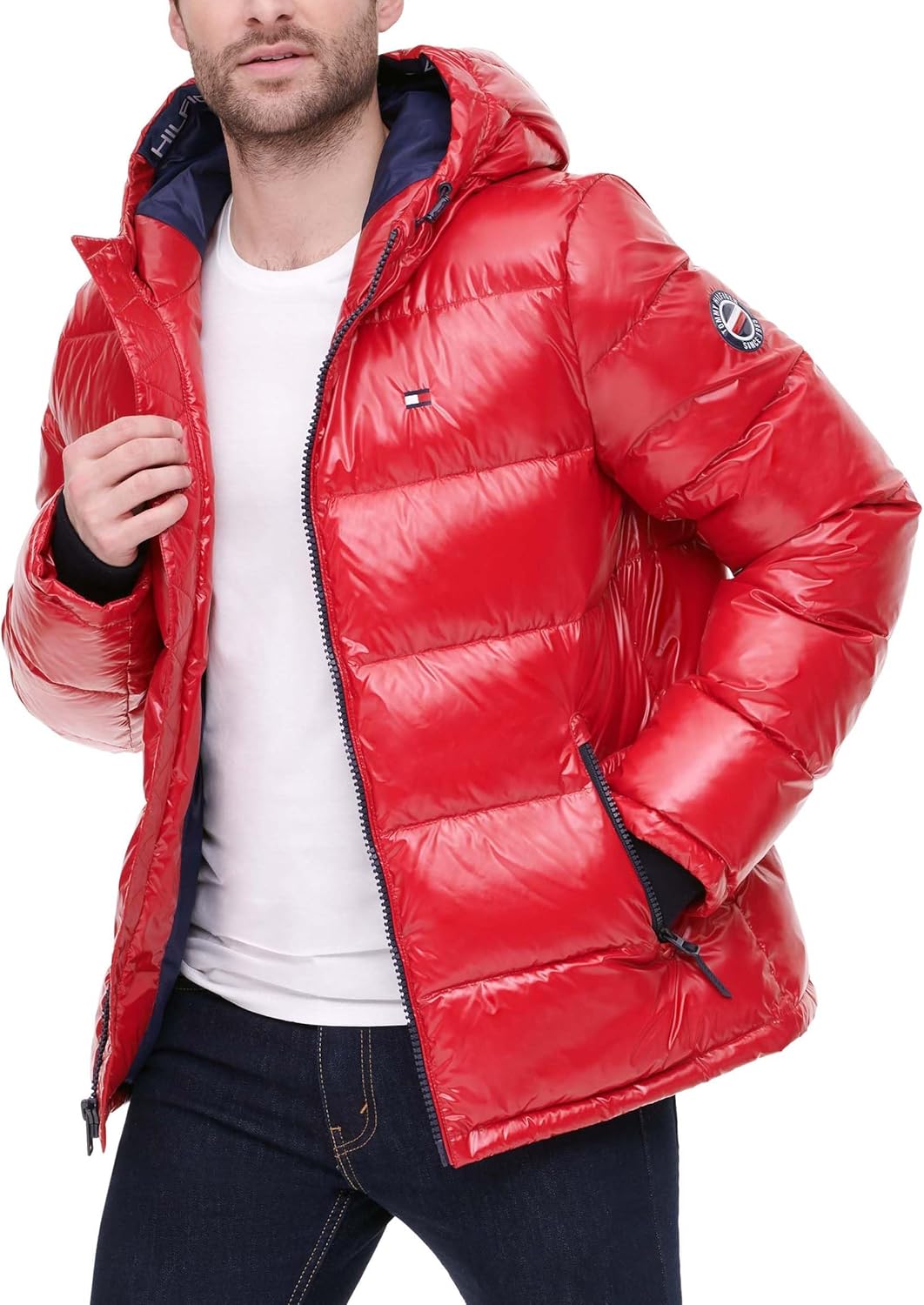 Мужская стеганая куртка с капюшоном Tommy Hilfiger (стандартная и для больших и высоких), New Pearlized Red — фото 2