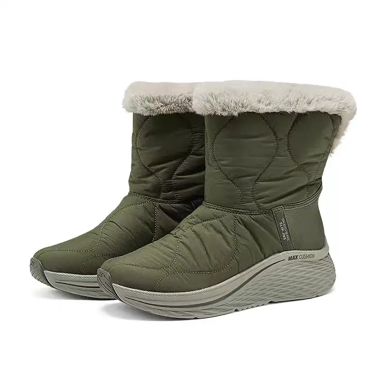 Зимние ботинки женские Skechers стеганые на платформе, зеленый — фото 3
