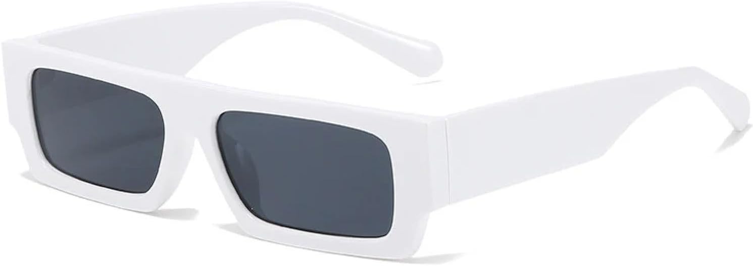 

Модные прямоугольные женские солнцезащитные очки в винтажном стиле с леопардовым принтом, темно-зеленые мужские очки с плоской верхней частью, защита от УФ-излучения UV400 HHZZYVY, White Gray