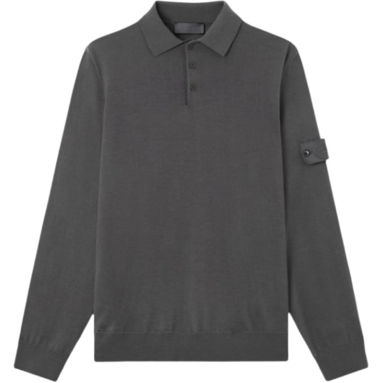 

Поло с длинным рукавом STONE ISLAND, темно серый