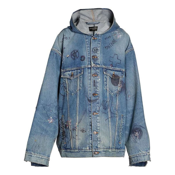 

Куртка oversized hooded jacket 'blue' Balenciaga, синий