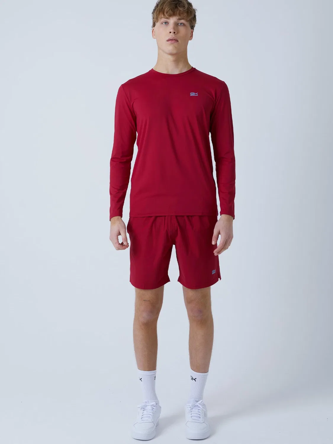 Спортивная футболка Sportkind Performance Shirt Crew Neck Long Sleeve Shirt в бордовом цвете