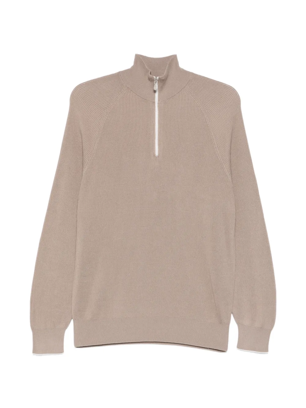 

Рифленый свитер на половинной молнии Brunello Cucinelli, серый