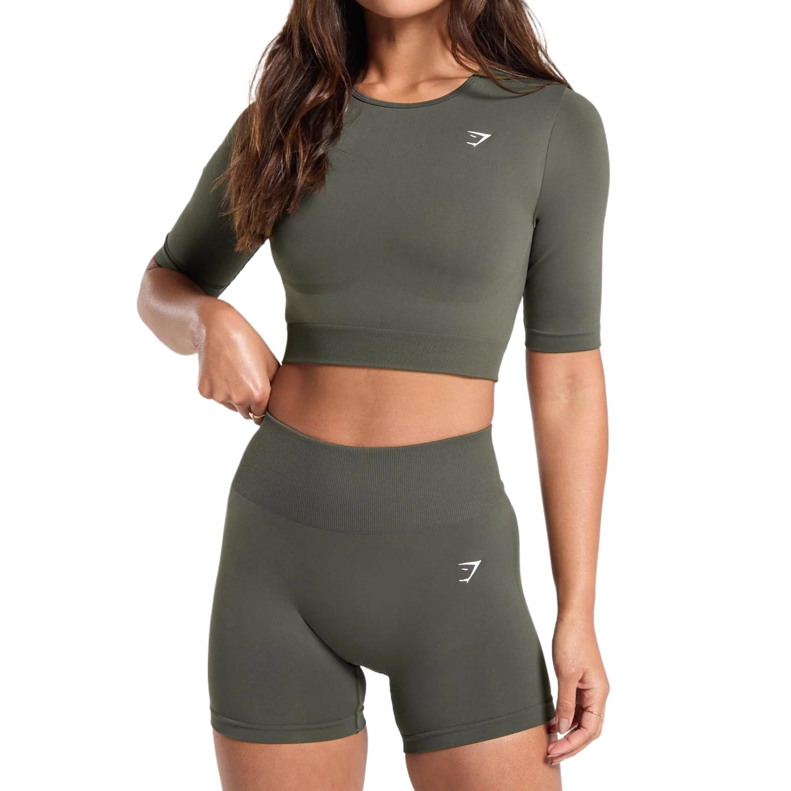 

Повседневный Бесшовный Короткий Топ Женский Зеленый GYMSHARK