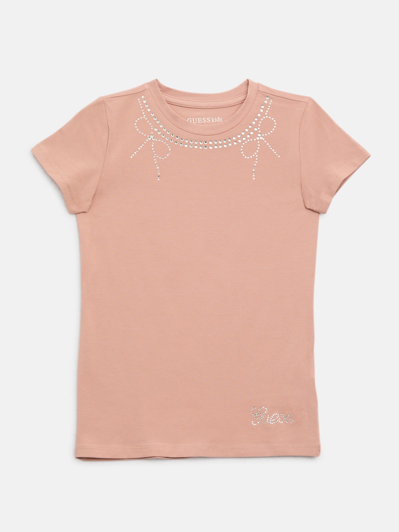 

Нора с стразами и лентами футболка Guess Factory, розовый