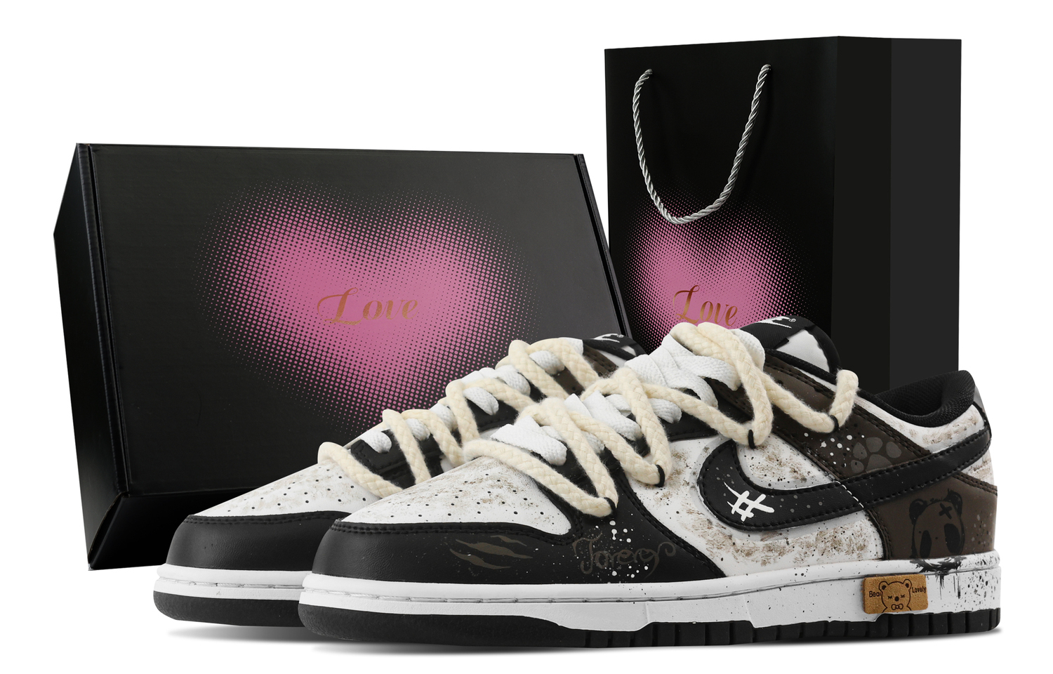

Nike Кроссовки Dunk Bear's Dust Heart Box с противоскользящей подошвой, устойчивые к истиранию, низкие, унисекс, коричневые, цвет Brown