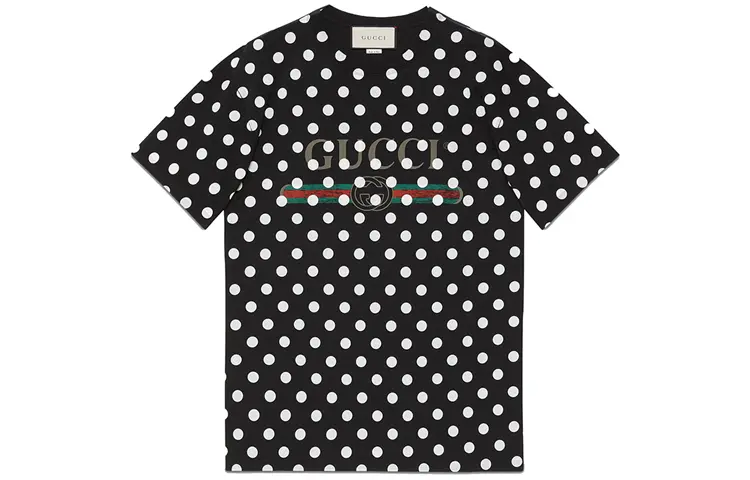 

Футболка женская Gucci в горошек, черный / белый
