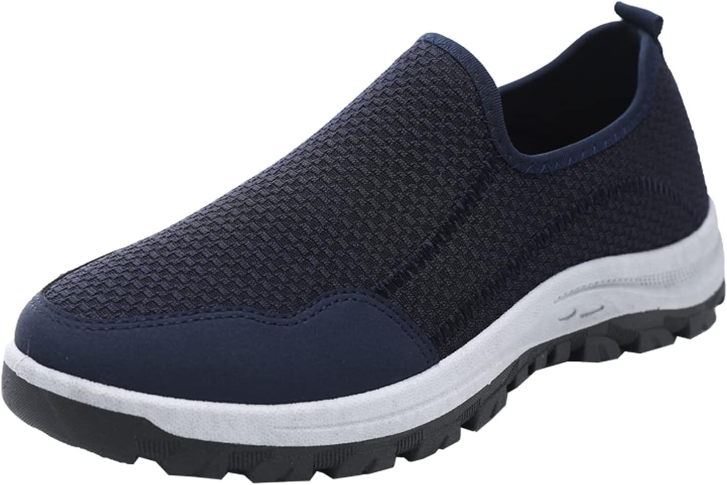 

Мужские сетчатые слипоны KCTRFSJ с поддержкой свода стопы, модные дышащие удобные кроссовки для прогулок, легкие плоские противоскользящие обувь для вождения, синий