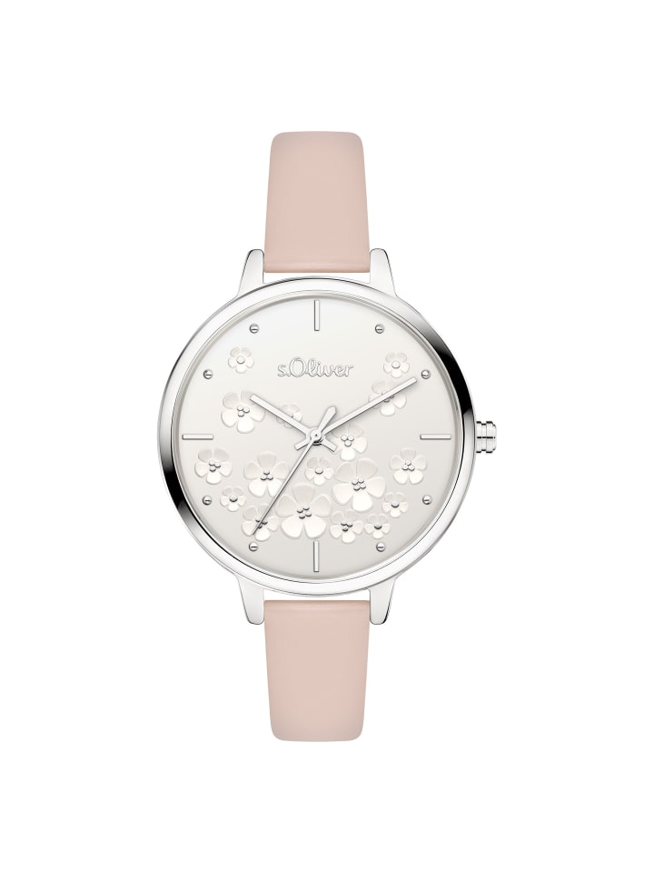 

s.Oliver Наручные часы с милым цветочным принтом на циферблате розового цвета