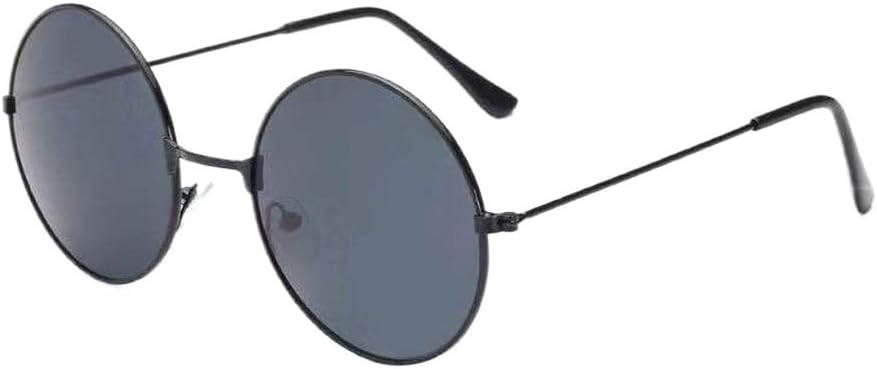 

Модные ретро круглые солнцезащитные очки в стиле хиппи для женщин и мужчин, стильные панк-диско-очки для вечеринок, круглые металлические солнцезащитные очки с защитой от УФ-излучения Generic, Black Grey