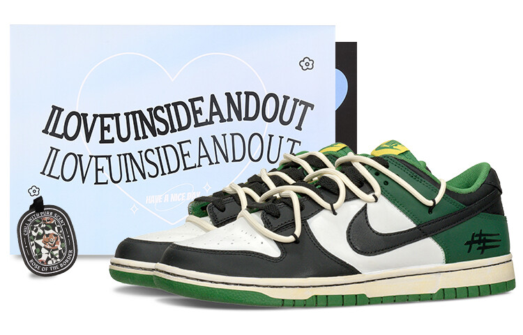 

Кроссовки Nike Dunk Skateboard Shoes Men Low-Top Black/Green White