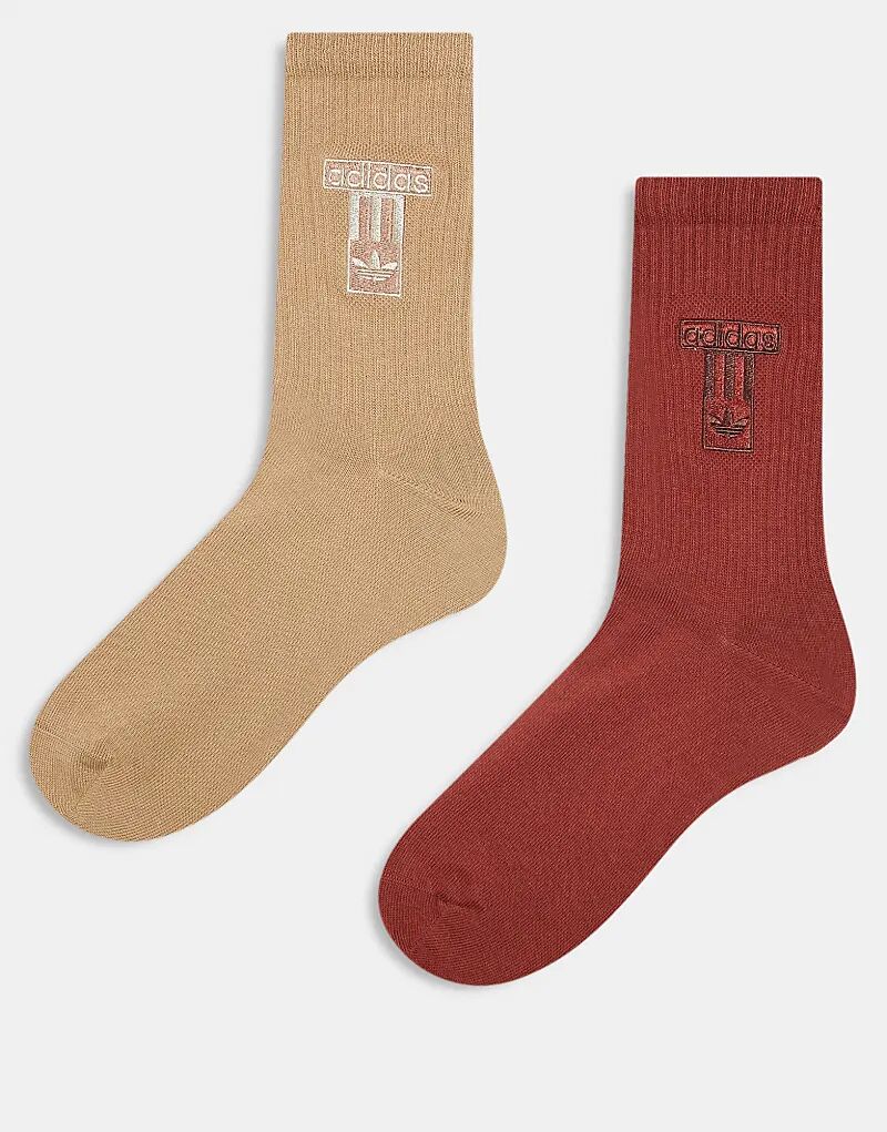 

2 пары носков Adidas Originals adibreak Crew бежевого и ржавого цветов