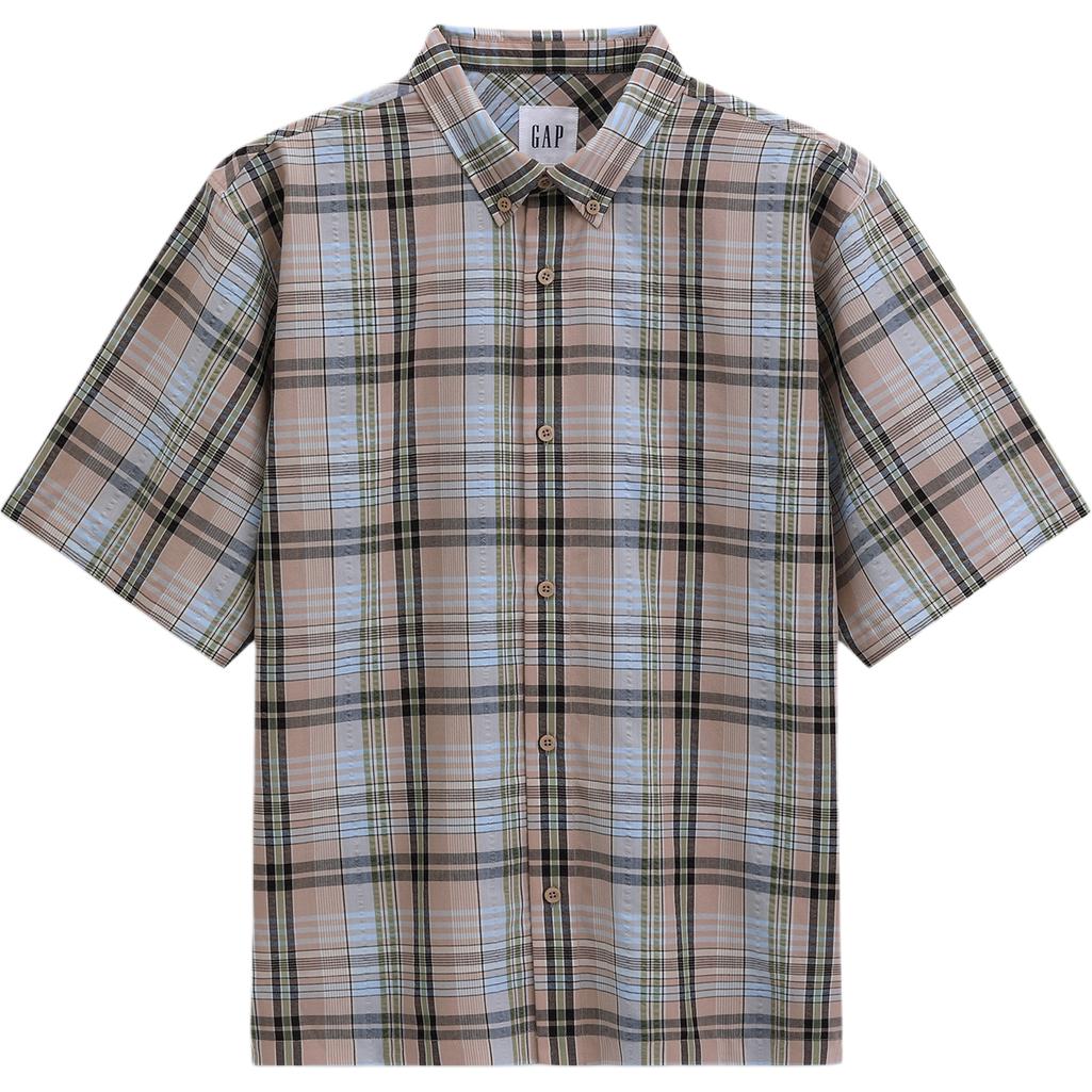 

Рубашки унисекс с отворотом, умеренной длины GAP, коричневый plaid