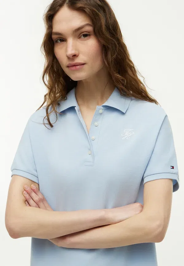 Футболка поло Tommy Hilfiger Th Script Modern Ss Polo, цвет нежно-голубой — фото 4