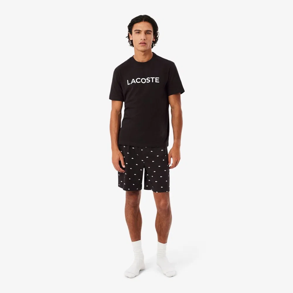 Мужская пижама с логотипом Lacoste чёрного цвета