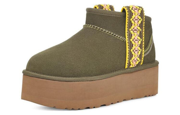 Кроссовки классические ультра мини плетеные plat Ugg, зеленый — фото 4