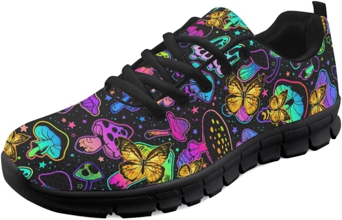 

GETELINSENG Женские и мужские кроссовки для бега, модные теннисные, для тренировок в зале, для фитнеса, удобные кроссовки для тенниса и ходьбы, легкие, Rainbow Mushroom