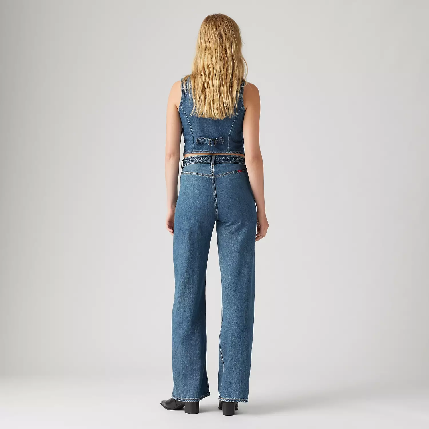 Плетеные женские джинсы Ribcage Wide Leg Levi's, цвет Big Yikes - Dark Wash — фото 3