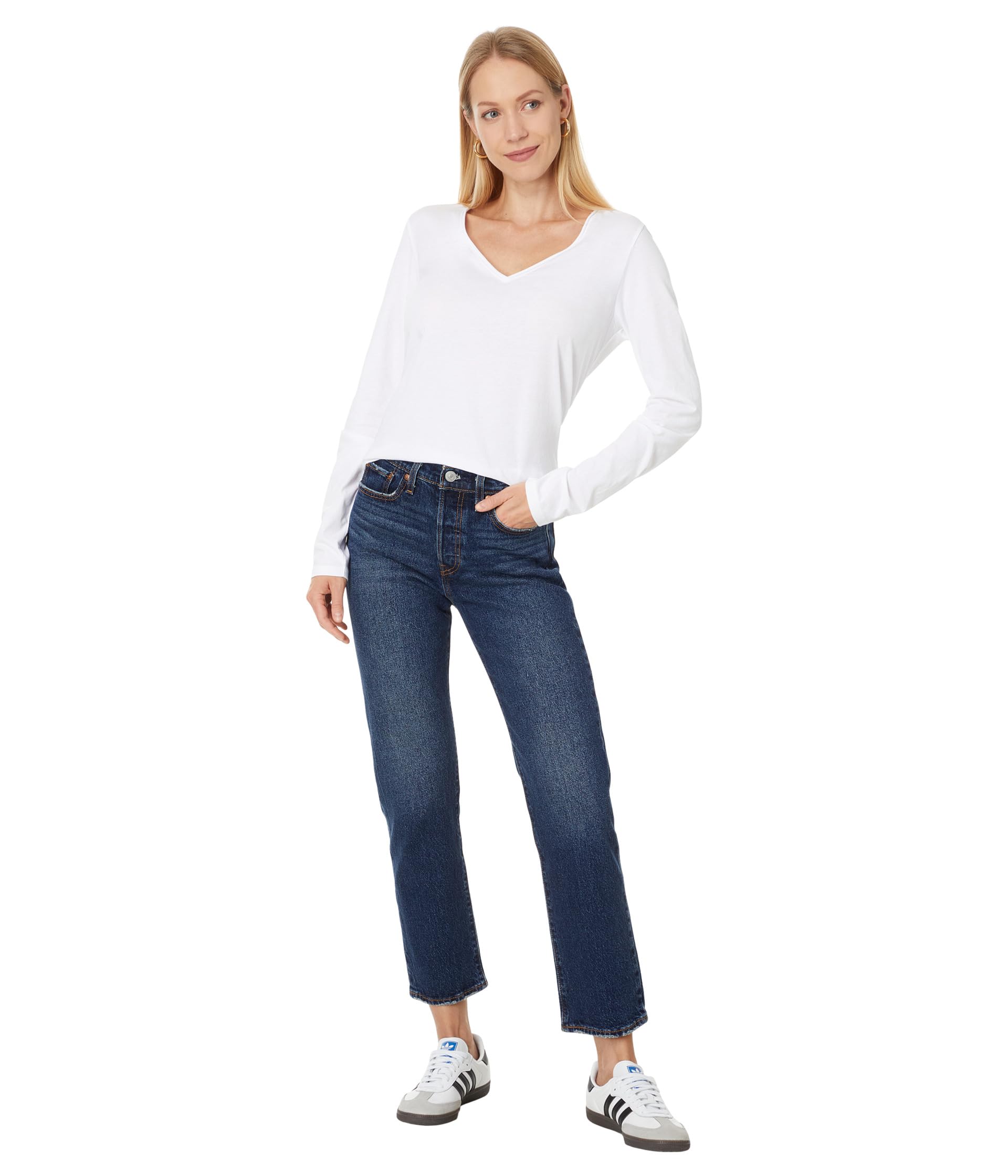 Джинсы Levi's Premium Wedgie Straight, цвет Indifferent Indigo — фото 4