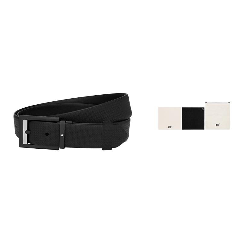 

MONTBLANC Кожаный мужской ремень черный шириной 3 см, Box (Box+Dust Bag)