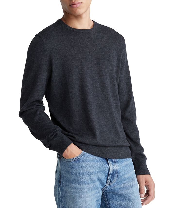 

Мужской свитер из очень тонкой шерсти мериноса Calvin Klein, цвет Gunmetal Heather