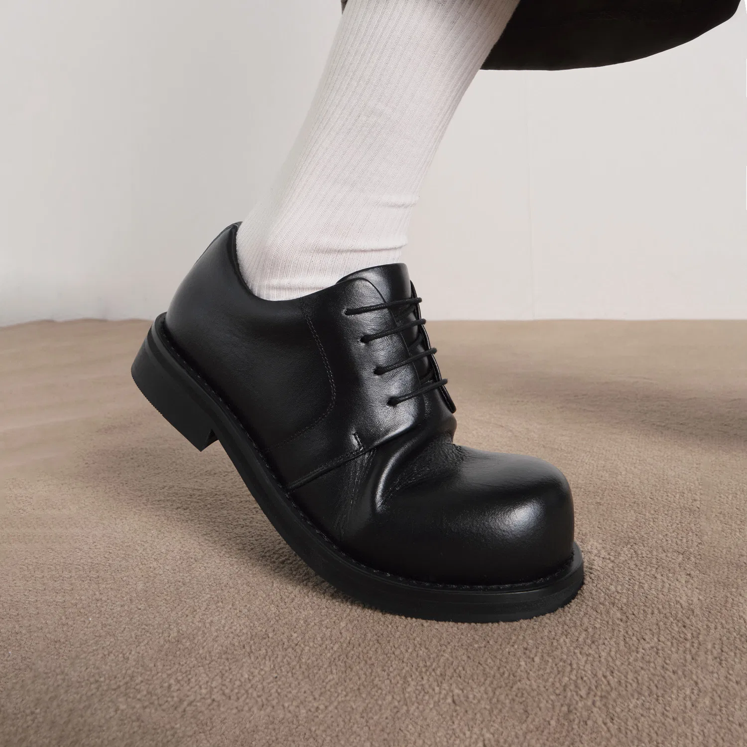 Мужские чёрные дерби Nerdy Chunky Cowhide от Sixft