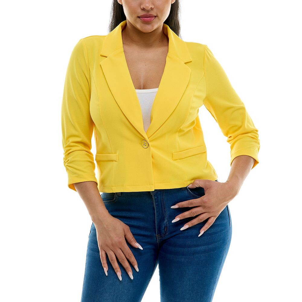 

Женский укороченный пиджак на пуговицах Nina Leonard, цвет Bright Yellow