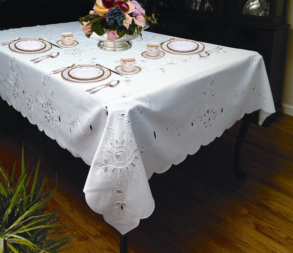 

Скатерть с вышивкой Rivierra Violet Linen, цвет White