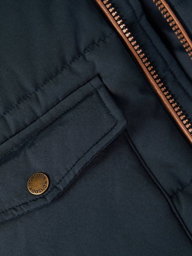 Детская утепленная пуховик с искусственным мехом Monsoon, Navy — фото 3