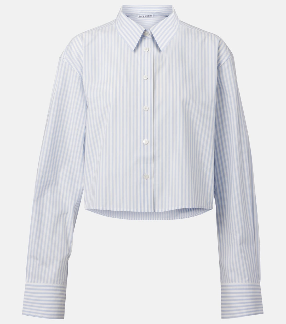 

Полосатая укороченная хлопковая рубашка Acne Studios, Light Blue/White
