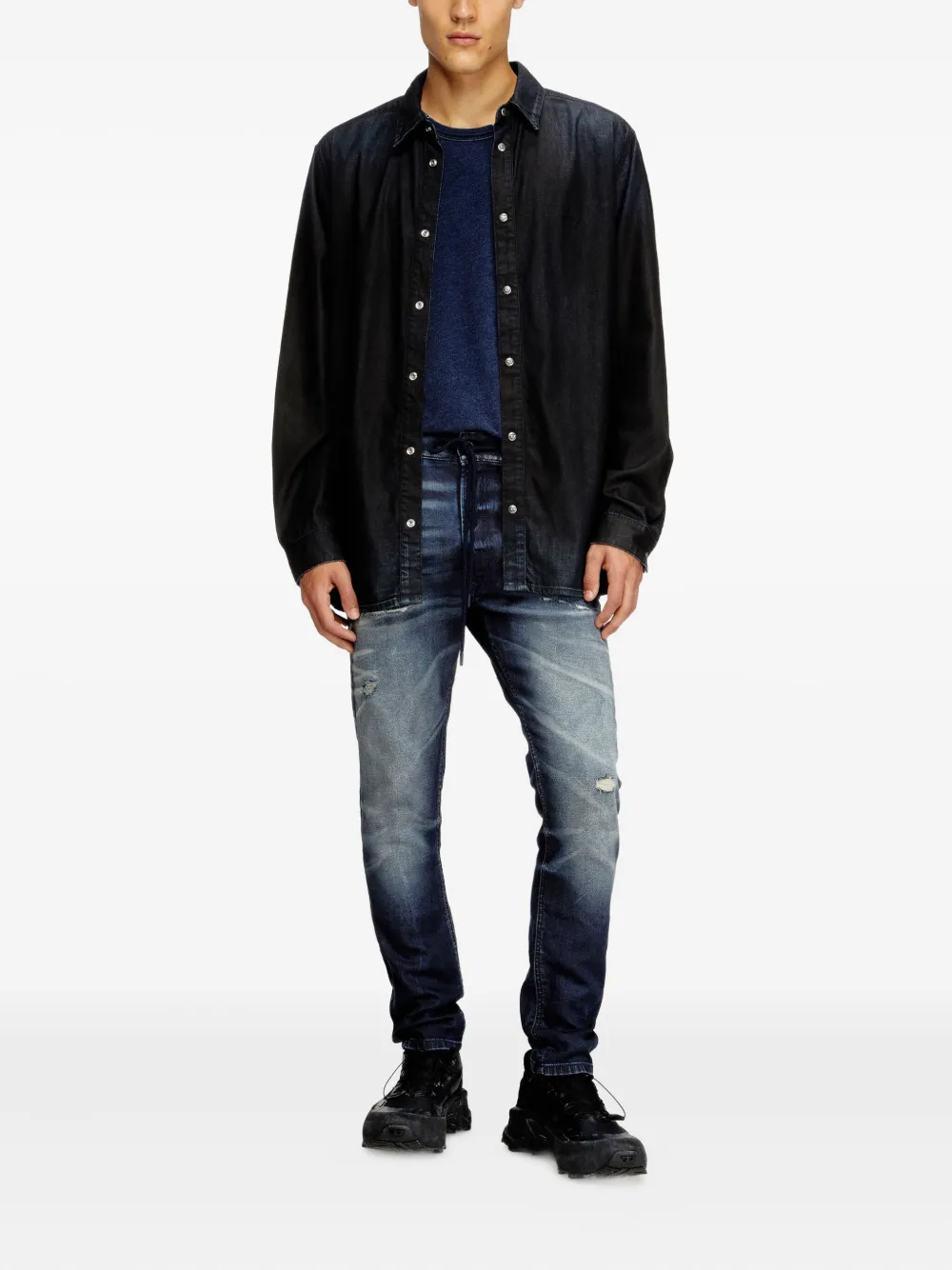 Джинсы D-Krooley JoggJeans 068UD на кулиске Diesel, синий — фото 2