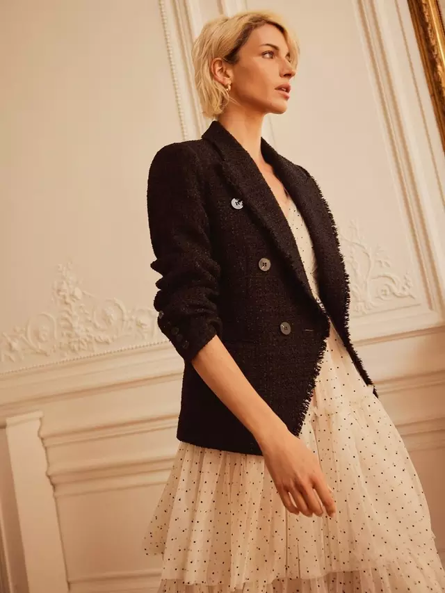 

Блейзер Mint Velvet Boucle Frayed Hem, черный