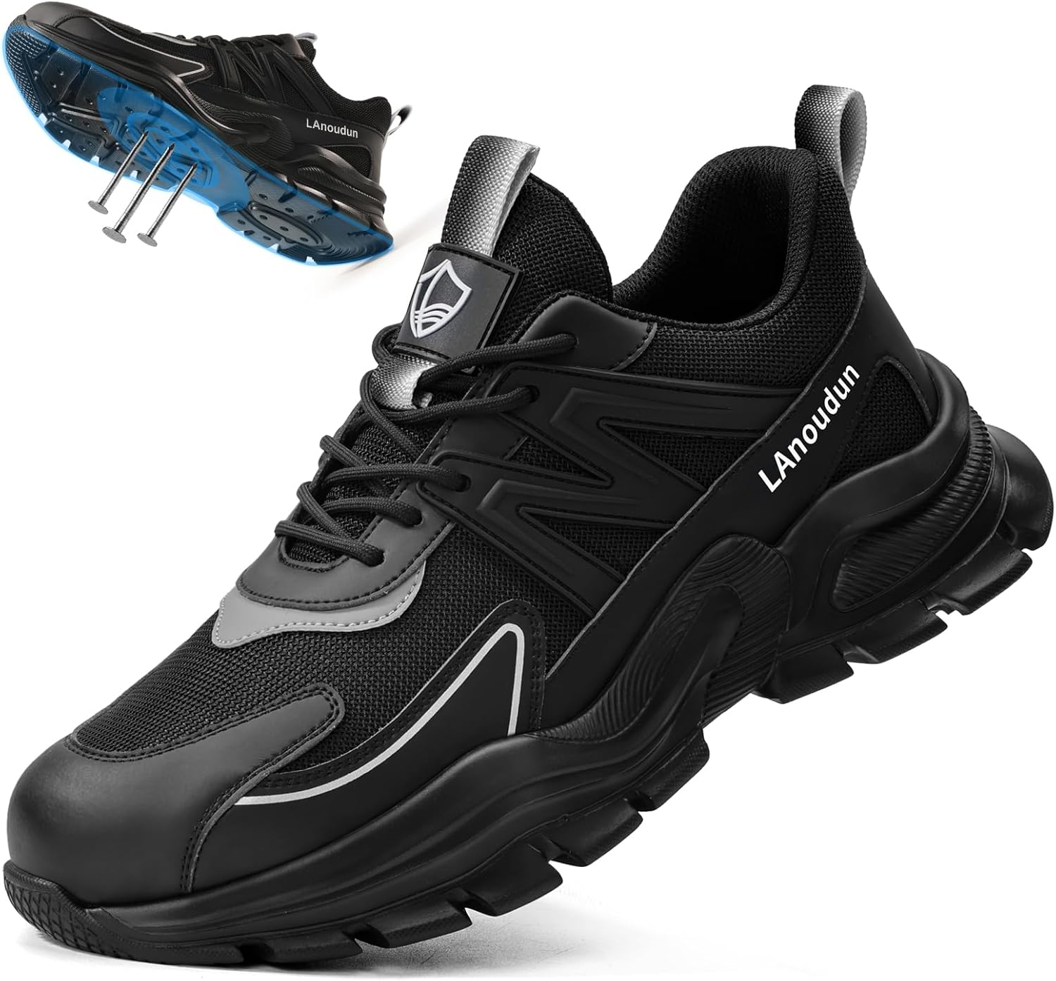 

Мужские ботинки с стальным носком, рабочая обувь для мужчин, стальные ботинки для строительства, дышащие кроссовки с защитой от ударов для склада, легкие безопасные неразрушимые кроссовки для промышленности Kgjianda, черный