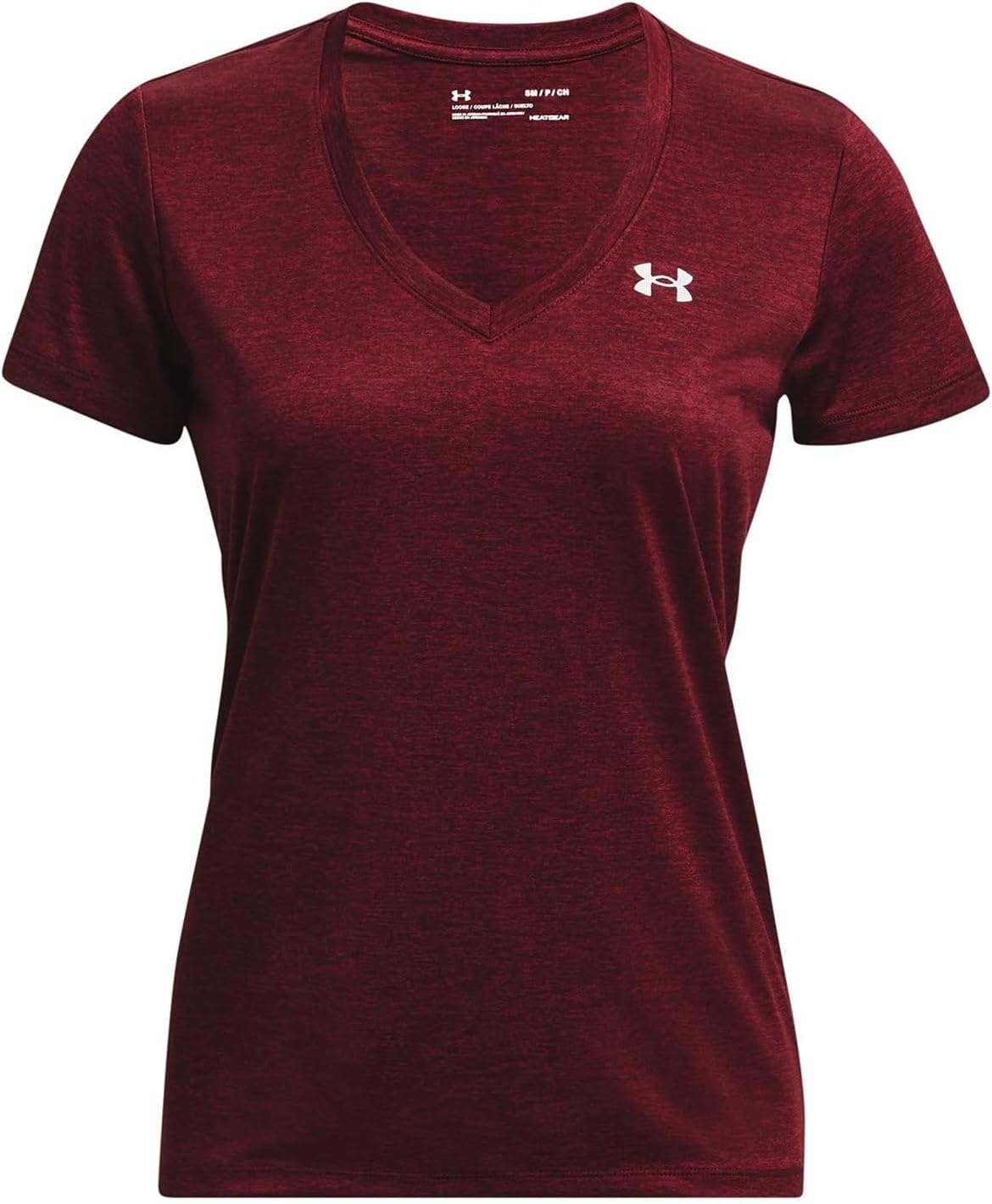 

Under Armour женская футболка Tech V-Neck Twist с коротким рукавом, (601) Dark Maroon/Cordova Red/Metallic Silver, Красный, Under Armour женская футболка Tech V-Neck Twist с коротким рукавом, (601) Dark Maroon/Cordova Red/Metallic Silver