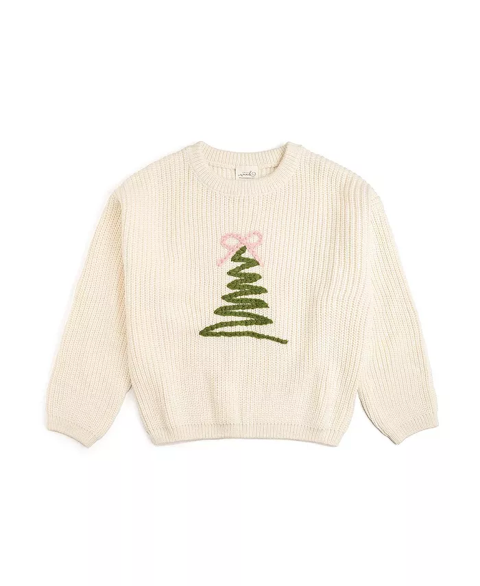 

Детский свитер для девочек Coquette с рождественской елкой Sweet Wink, загар/бежевый