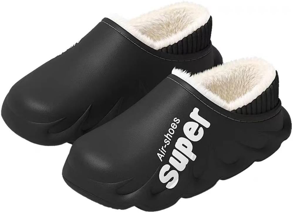 

Мужские мягкие, теплые, пушистые домашние тапочки премиум-класса с закрытой пяткой и нескользящей подошвой Generic, черный