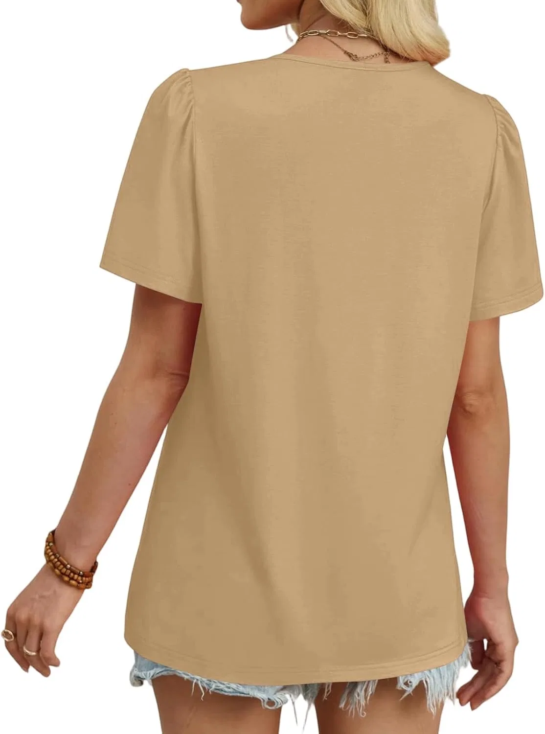 Женская блуза свободного кроя, Polyester/Spandex, 2-khaki — фото 3