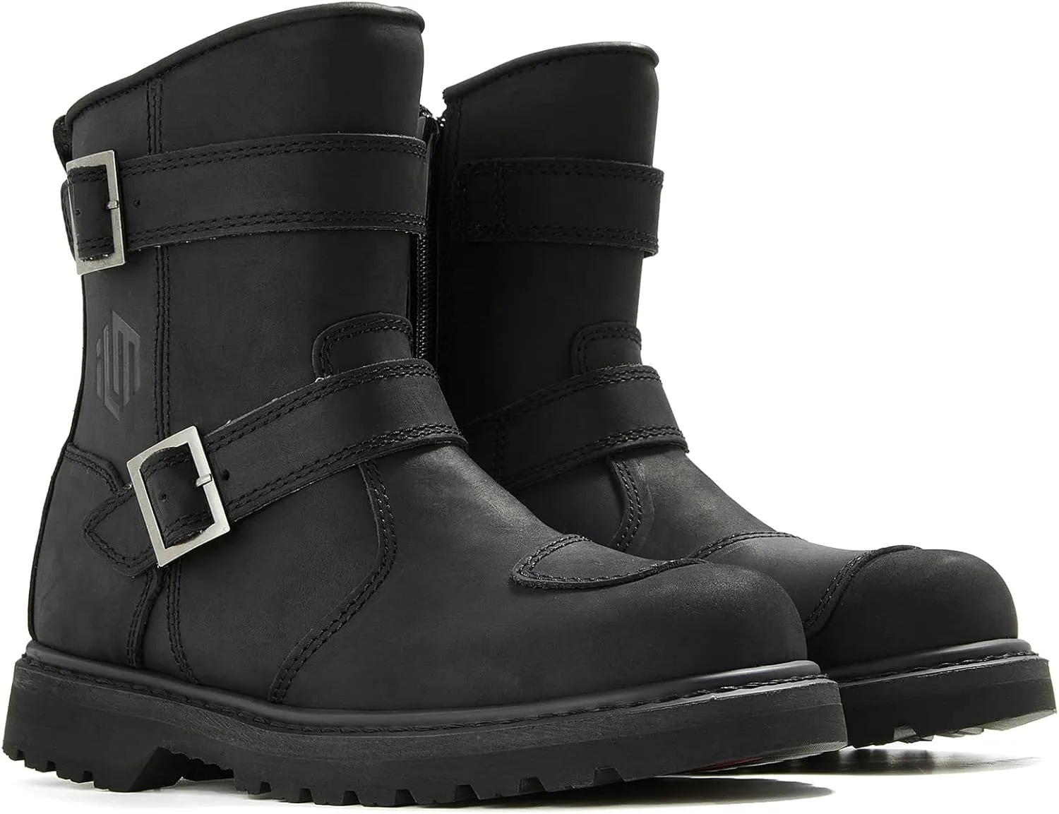 

Кожаные мотоциклетные ботинки ILM с боковой молнией, защитная обувь для мотокросса, тактические и походные ботинки для мужчин и женщин, черный