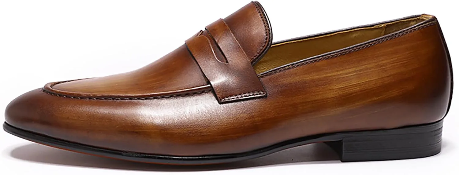 

Мужские лоферы Santimon, слипоны, повседневные и праздничные туфли, из натуральной кожи, лоферы с монеткой, модные мужские обувь для свадьбы, смокинга, делового костюма, комфортные прогулочные туфли, коричневый