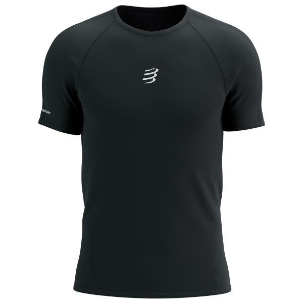 

Футболка для трейловых гонок из хлопка и кожи - беговая рубашка Compressport, черный