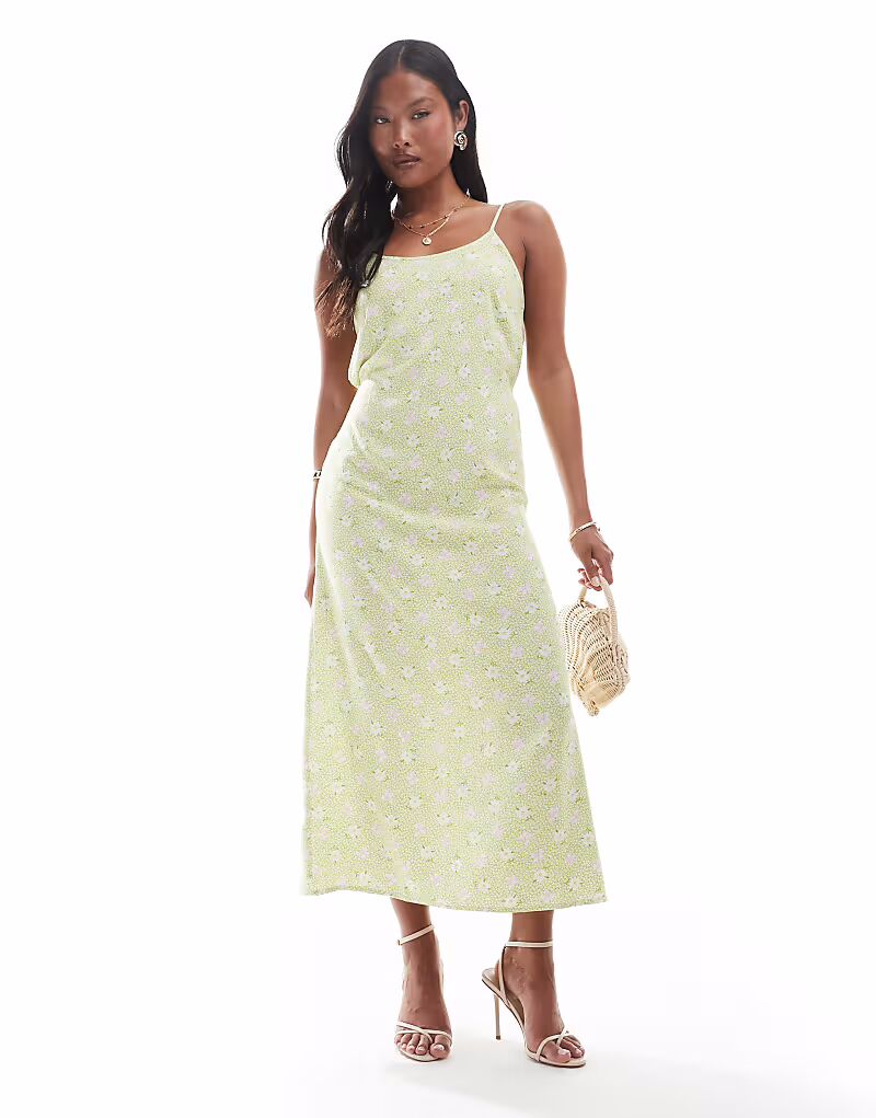 

Платье-комбинация Petite с бретельками и круглым вырезом, зеленого цвета в мелкий узор Miss Selfridge Petite