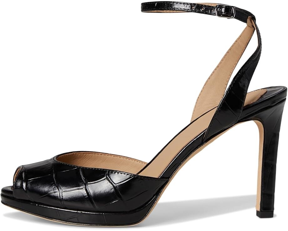 Туфли Lauren Ralph Lauren Kyla Crocodile-Embossed Leather Sandals, черный — фото 4