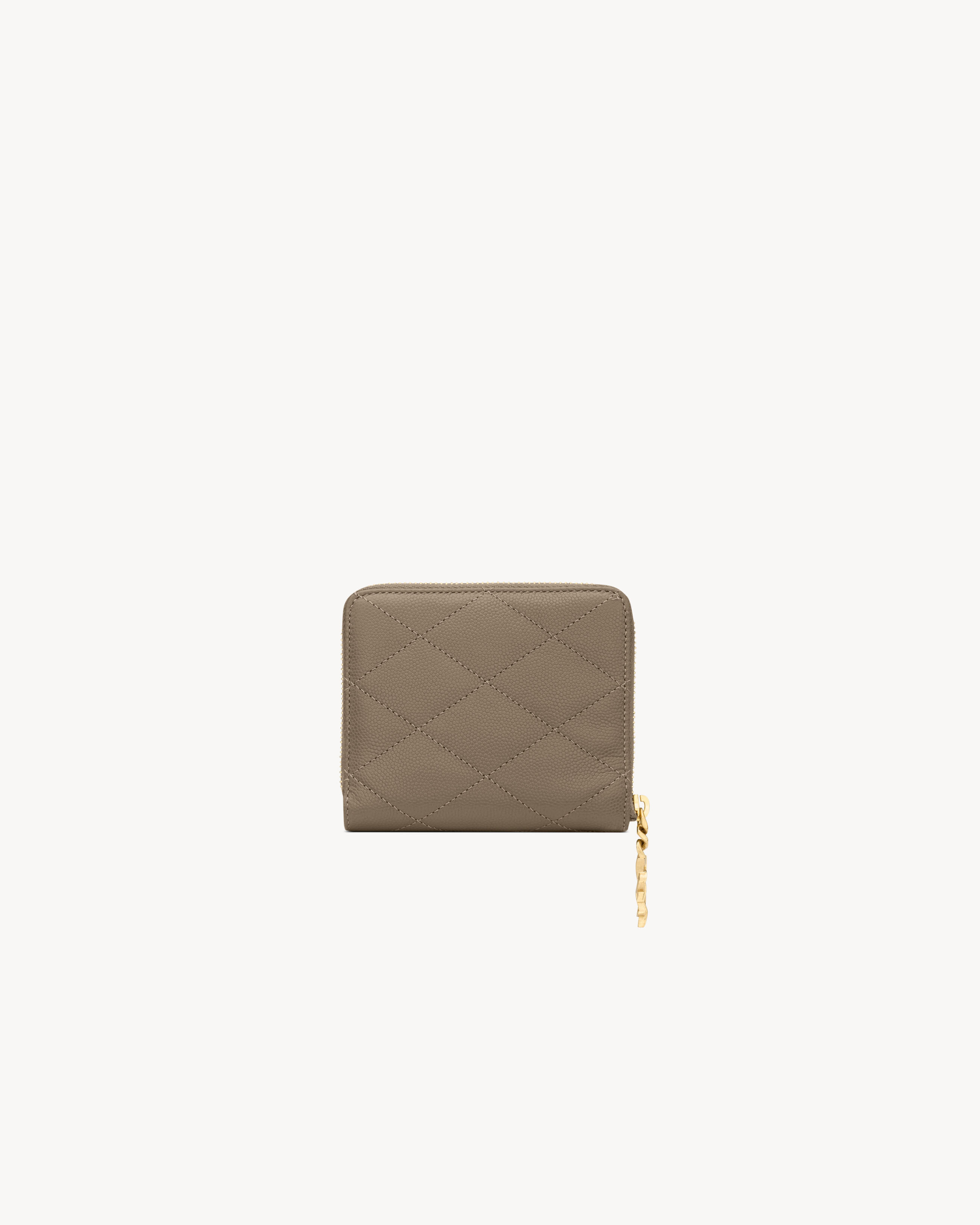 Компактный кошелек CASSANDRE BIJOU из кожи GRAIN DE POUDRE Saint Laurent, серый/серебряный — фото 2