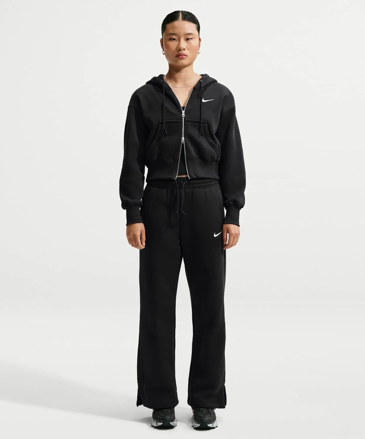 Женская свободная флисовая куртка Nike Sportswear Phoenix Fleece с полной застежкой-молнией, черная — фото 4