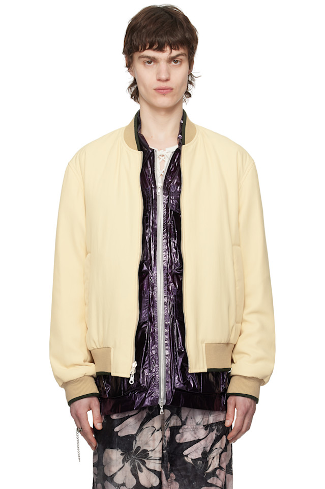 

Реверсивный бомбер из габардина Dries Van Noten, цвет cream