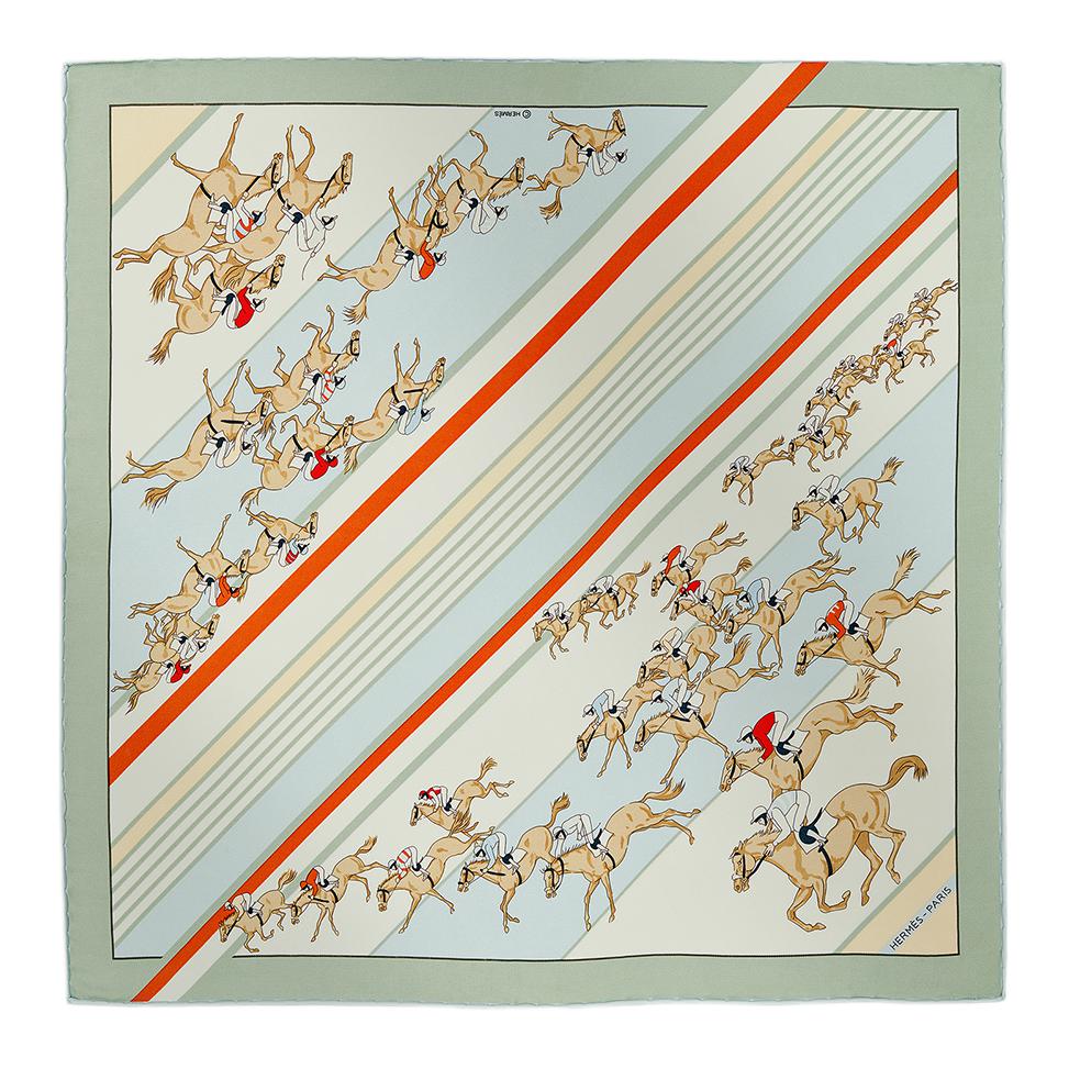 

Шёлковый шарф Unisex Зелёный/Синий/Оранжевый HERMES