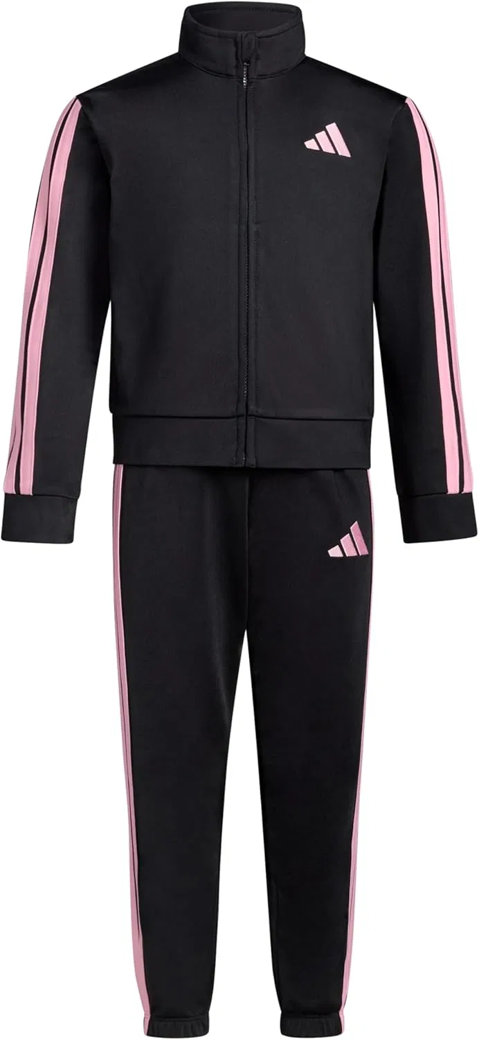 Детский спортивный костюм adidas, куртка и брюки, Black/Light Pink — фото 4