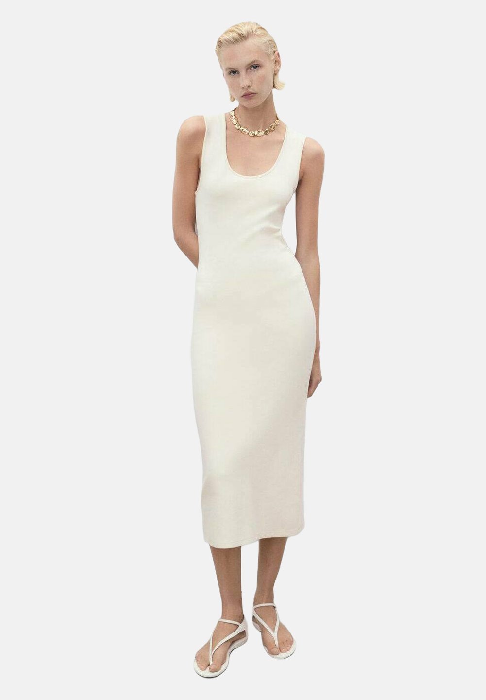 

Платье из джерси Shift dress Mango, кремовый